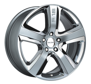 Llanta RADIUS R12 SATIN 9 X 19" (5X120) ET45 SATIN SILVER + CHROME INSERTS